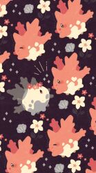  animal_focus black_background black_eyes blush bright_pupils closed_eyes closed_mouth corsola flower full_body galarian_corsola head_wreath no_humans pokemon pokemon_(creature) satsumapotato seashell shell sparkle white_flower white_pupils 