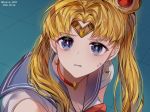  1girl artist_name bishoujo_senshi_sailor_moon blonde_hair blue_eyes dated derivative_work earrings highres jewelry korean_commentary looking_up moon_(ornament) nyaruin sailor_moon sailor_moon_redraw_challenge screencap_redraw solo sweatdrop tsukino_usagi twintails 