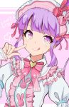  1girl ceros close-up dated finger_to_cheek happy_birthday head_tilt highres manaka_non pretty_(series) pripara purple_hair side_ponytail solo violet_eyes 