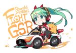  &gt;_&lt; 1girl aqua_eyes aqua_hair bare_shoulders black_gloves car chibi commentary crypton_future_media detached_sleeves driving gloves goodsmile_racing grin ground_vehicle hatsune_miku headphones headset highres lena_(zoal) logo long_hair mercedes-benz motor_vehicle open_mouth racecar racing_miku_(2020) shirt sleeveless sleeveless_shirt smile twintails v-shaped_eyebrows very_long_hair vocaloid wheel white_background white_shirt 