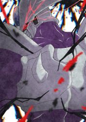  1boy colored_skin cooler_(dragon_ball) dragon_ball dragon_ball_z forehead_jewel from_behind glowing glowing_eyes highres looking_at_viewer looking_back male_focus purple_skin red_eyes solo stktik09060906 upper_body white_background white_skin 