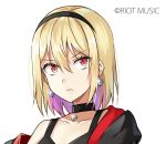  1girl ashizawa_saki blonde_hair cross cross_necklace face hair_ornament jewelry necklace riot_music shiro_kuma_shake simple_background virtual_youtuber white_background 