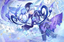  1boy ascot belt black_gloves black_hat black_jacket black_pants blue_belt chandelure collared_shirt commentary_request confetti feet_out_of_frame gloves grey_eyes grey_hair grey_shirt hat high_collar highres holding holding_lantern ingo_(pokemon) ingo_(sygna_suit)_(pokemon) jacket kusuribe lantern long_sideburns male_focus multicolored_ascot open_mouth pants pokemon pokemon_(creature) pokemon_masters_ex shirt short_hair sideburns signature teeth top_hat upper_teeth_only 