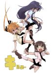  3girls absurdres blonde_hair brown_hair goshiki_agiri hair_ribbon highres kill_me_baby long_hair multiple_girls necktie open_mouth oribe_yasuna purple_hair ribbon school_uniform sekichuu_(unholywars12) short_hair simple_background skirt sonya_(kill_me_baby) translation_request twintails violet_eyes white_background 