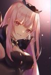  1girl bangs breasts eyebrows_visible_through_hair highres hololive hololive_english large_breasts long_hair looking_at_viewer mori_calliope parted_lips pink_eyes pink_hair rotmico smile solo tiara upper_body virtual_youtuber 
