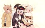  4boys animal_ears arm_grab bangs black_eyes black_hair black_headwear black_legwear black_neckwear black_shirt black_shorts blonde_hair blunt_bangs brown_cardigan brown_hair brown_sweater buttons cardigan closed_eyes collared_shirt cow_boy cow_boy_(tsubaki_tsubaru) cow_ears cow_horns cow_tail crying crying_with_eyes_open curly_hair deer_boy deer_boy_(tsubaki_tsubaru) deer_ears eating finger_gloves flying_sweatdrops goat_boy goat_boy_(tsubaki_tsubara) goat_tail hair_between_eyes hat holding holding_stuffed_toy horizontal_pupils horns long_sleeves love_letter multiple_boys necktie original paper sheep sheep_boy sheep_boy_(tsubaki_tsubara) sheep_ears sheep_horns shirt short_hair short_hair_with_long_locks shorts signature sleepy sleeves_past_wrists smile star_(symbol) stuffed_animal stuffed_sheep stuffed_toy suspender_shorts suspenders sweater tail tears thigh-highs tsubaki_tsubaru white_hair white_legwear white_shirt yellow_background yellow_eyes 