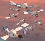  black_eyes cindy_(pigeoncindy_) closed_mouth commentary day flying from_above gen_3_pokemon highres no_humans open_mouth outdoors pokemon pokemon_(creature) upside-down wingull 