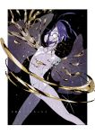  1other amputee androgynous blue_hair bodysuit broken center_opening crack crazy_eyes crying eri_na feet_out_of_frame highres houseki_no_kuni liquid looking_at_viewer one-eyed outside_border phosphophyllite phosphophyllite_(ll) see-through_sleeves shards short_hair solo sparkle spoilers standing tears wide-eyed 