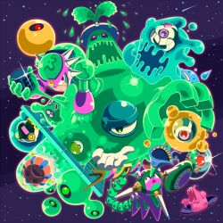  1boy em_virus_(mega_man) energy_tank green_devil_(mega_man) grin in-franchise_crossover looking_at_viewer male_focus mega_man_&amp;_bass mega_man_(classic) mega_man_(series) mega_man_1 mega_man_8 mega_man_9 mega_man_battle_network_(series) mega_man_battle_network_3 mega_man_star_force_(series) mega_man_v mega_man_x3 mega_man_x_(series) mega_man_zero_(series) mercury_(mega_man) napo one-eyed rainbow_devil_(mega_man) smile toxic_seahorse_(mega_man) trait_connection violet_eyes virus_(mega_man) 