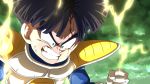  1boy absurdres angry black_hair blood blood_on_face bruise_on_face clenched_hand clenched_teeth clouds cloudy_sky dragon_ball dragon_ball_z electricity english_commentary green_eyes green_sky highres male_focus saiyan_armor sky solo son_gohan srojam super_saiyan teeth what_if 