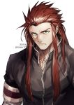  1boy alternate_costume asch black_jacket closed_mouth dated green_eyes hair_slicked_back highres jacket long_hair male_focus redhead sidelocks sinsin12121 solo tales_of_(series) tales_of_the_abyss twitter_username upper_body 