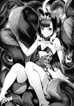  1girl bangs blunt_bangs breasts gesogeso highres hololive hololive_english monochrome ninomae_ina&#039;nis sidelocks small_breasts solo tentacles toes 