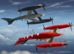  aircraft airplane artist_name atsajh clouds fighter_jet flower_knight_girl flying highres jet military military_vehicle no_humans propeller sky vehicle_focus 