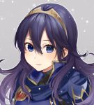  1girl blue_eyes blue_hair closed_mouth fire_emblem fire_emblem_awakening grey_background haru_(nakajou-28) long_hair lucina lucina_(fire_emblem) portrait simple_background solo tiara 