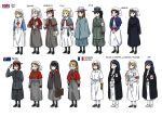  6+girls absurdres anyan_(jooho) apron australian_flag black_gloves black_hair black_legwear blonde_hair blood blood_bag brown_gloves brown_hair closed_eyes closed_mouth commentary_request flag french_flag glasses gloves hat highres jacket korean_commentary long_hair long_sleeves military military_uniform multiple_girls nurse nurse_cap open_mouth original red_cross salute short_sleeves simple_background skirt standing sweat uniform union_jack white_apron white_background white_legwear 