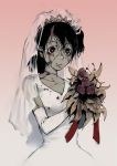  black_eyes black_hair bride dress elbow_gloves flower gloves original stitches tamaoki_benkyou wedding_dress zombie 