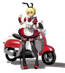  apron blonde_hair bunny_ears kamdia motor_vehicle rabbit_ears scooter stockings thigh-highs thighhighs vehicle 