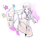  bag code49 fighting_pose fighting_stance hair_ornament hairclip kick kicking long_hair nanahime_(aoi) pink_hair school_uniform skirt 