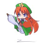  bad_id blue_eyes chibi fighting_stance flying_kick high_kick hong_meiling kick kicking nekoyama red_hair redhead solo touhou 