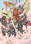  fantasy japanese_clothes long_hair original petals red_eyes sky sword weapon white_hair yuu_(artist) yuu_(yuyukaikan) 