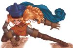  boots brown_dress cape dragon_quest dragon_quest_iv dress gloves hat pantyhose red_eyes red_hair redhead 