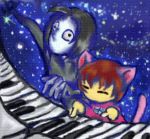  animal_ears cat_ears cat_tail instrument keyboard_(instrument) lowres madotsuki piano piano_keys secom sekomumasada_sensei tail yume_nikki 