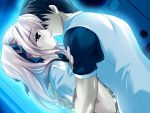  800x600 blue choukou_sennin_haruka couple game_cg glow hug kiss onigirikun pink_hair school_uniform shihoudou_narika straight twintails wallpaper 
