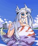  casual_one-piece_swimsuit cleavage_cutout crossed_arms lowres mof mof&#039;s_silver_haired_twintailed_girl mof's_silver_haired_twintailed_girl oekaki one-piece_swimsuit original riding silver_hair swimsuit water 