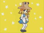  animated animated_gif dance dancing gif hat lowres mochiya_marosuke moriya_suwako silver_forest solo star thighhighs touhou 