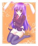  bad_id bunny_ears mikazuki_sara necktie purple_hair rabbit_ears red_eyes reisen_udongein_inaba thigh-highs thighhighs touhou 