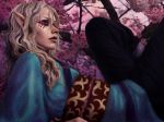  apothecary flower japanese_clothes kusuriuri_(mononoke) long_hair makeup male mononoke painting pointy_ears realistic 