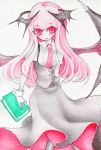  colored_eyelashes eyelashes head_wings koakuma miri touhou traditional_media watercolor_(medium) 