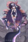  1girl 2ndeminence absurdres breasts eyebrows_visible_through_hair gloves glowing glowing_eye highres hololive hololive_english long_hair looking_at_viewer multicolored_hair ninomae_ina&#039;nis open_mouth purple_hair skirt small_breasts solo tentacles thighs very_long_hair virtual_youtuber wings 