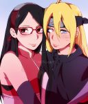  1girl absurdres ass bikini blonde_hair blue_eyes blush boruko boruto:_naruto_next_generations boruto:_naruto_the_movie breasts cowboy_shot from_behind genderswap genderswap_(mtf) heart highres junebuart large_breasts long_hair looking_at_viewer looking_back naruto naruto_(series) parted_lips sexy_no_jutsu skindentation solo swimsuit twintails uzumaki_boruto whisker_markings 