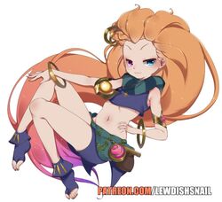  belly floating league_of_legends legs lewdishsnail orange_hair petite skinny thighs zoe_(league_of_legends) 