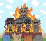  6+girls :&lt; ahoge akai_haato bangs blonde_hair blue_hair brown_hair burning chibi crop_top crossed_arms demon_girl demon_tail eyebrows_visible_through_hair frown grey_hair gunawan_indar hair_between_eyes hair_ornament hairclip hat hololive horns hoshimachi_suisei long_hair minecraft momosuzu_nene multiple_girls omaru_polka one_side_up oozora_subaru open_mouth orange_hair peaked_cap plaid plaid_jacket plaid_skirt purple_hair sheep_girl sheep_horns shishiro_botan short_hair sidelocks skirt sunglasses sweatdrop tail tokoyami_towa tsunomaki_watame twintails yukihana_lamy 