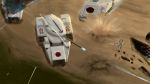  a_small_c4 battle burst_drone caterpillar_tracks command_and_conquer command_and_conquer_red_alert_3 ground ground_vehicle highres military military_vehicle motor_vehicle no_humans rising_sun robot smoke sudden_transport sunburst tank translation_request tsunami_tank 