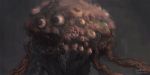  bloodborne brain commentary_request copyright_name creature extra_eyes horror_(theme) monster multicolored multicolored_background no_humans signature teeth tentacles tripdancer winter_lantern 
