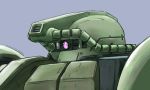  close-up gundam looking_ahead lowres mecha mobile_suit_gundam niiyan no_humans one-eyed parody pink_eyes redesign solo what zaku_ii zeon 