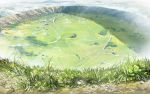  crater day grass hachiya_shohei highres kimi_no_na_wa. landscape nature no_humans outdoors river scenery signature water 