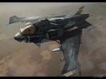  aircraft airplane fighter_jet flying highres jet military military_vehicle motion_blur no_humans original raruru science_fiction signature solo 