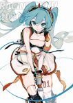  1girl ahoge aiming_at_viewer aqua_eyes aqua_hair armored_boots black_gloves boots cable commentary feet_out_of_frame fingerless_gloves gloves goodsmile_racing hatsune_miku headphones headset highres holding impact_wrench leaning_forward logo long_hair looking_at_viewer racing_miku racing_miku_(2020) rumoon_cocoa see-through skindentation skirt smile smiley_face standing thigh-highs twintails very_long_hair vocaloid white_background white_skirt zipper 