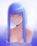  1girl blue_eyes blue_hair borrowed_character english_commentary highres lem light_smile liquid_hair looking_at_viewer original smile solo water 