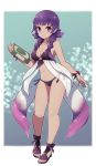  1girl bikini bleach book closed_mouth day fire_emblem fire_emblem:_the_sacred_stones fire_emblem_heroes hair_flower lute_(fire_emblem) purple_eyes purple_hair swimsuit 