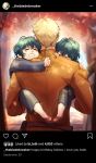  1girl 2boys angerykacchan artist_name blue_hair brown_hair byleth_(fire_emblem) byleth_eisner_(female) byleth_eisner_(male) closed_eyes father_and_daughter father_and_son fire_emblem fire_emblem:_three_houses from_behind highres jeralt_reus_eisner leaf long_sleeves multiple_boys short_hair sleeping tree younger 