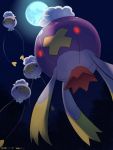  commentary_request drifblim drifloon eriku_(aoi_tori) flying gen_4_pokemon glowing glowing_eyes moon night no_humans outdoors pokemon pokemon_(creature) red_eyes 