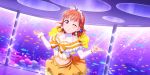  ahoge blush dress gloves love_live!_school_idol_festival_all_stars orange_hair red_eyes short_hair smile takami_chika wink 