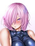  1girl bare_shoulders blush boobplate breastplate breasts closed_mouth fate/grand_order fate_(series) hair_over_one_eye kurotama large_breasts looking_at_viewer mash_kyrielight one_eye_covered pink_eyes pink_hair short_hair solo upper_body 