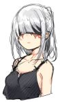  1girl bangs bare_shoulders breasts facing_viewer hair_over_eyes highres original otokuyou parted_lips scar short_hair simple_background sketch solo white_background white_hair 