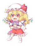  2girls bat_wings blonde_hair blush bow caramell0501 chibi crystal dress fang flandre_scarlet frills full_body happy hat hat_bow hat_ribbon heart highres mob_cap multiple_girls open_mouth pink_dress puffy_short_sleeves puffy_sleeves red_bow red_eyes red_ribbon red_skirt red_vest remilia_scarlet ribbon shirt short_hair short_sleeves siblings side_ponytail simple_background sisters skirt skirt_set smile socks solid_circle_eyes sparkle touhou vest white_background white_shirt wings 